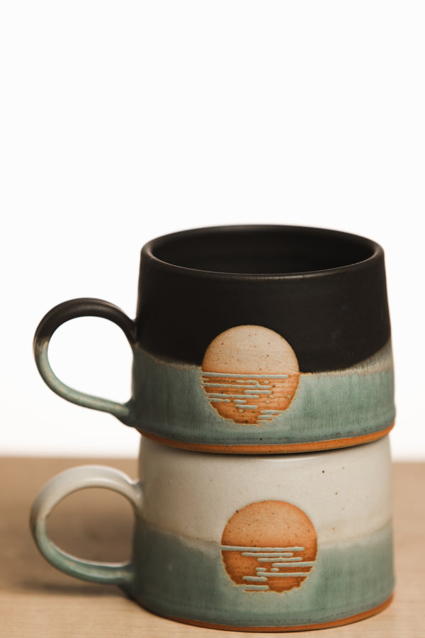 Sunset and sunrise ceramic mugs