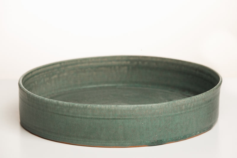 Large turquoise cylinder ceramic bowl
