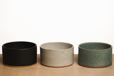 Black ceramic bowl, white ceramic bowl, turquoise ceramic bowl