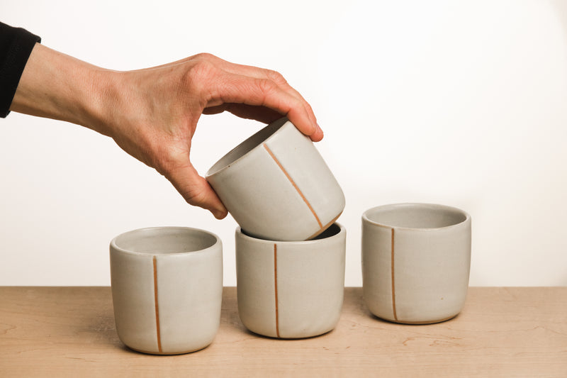 White ceramic linear cups